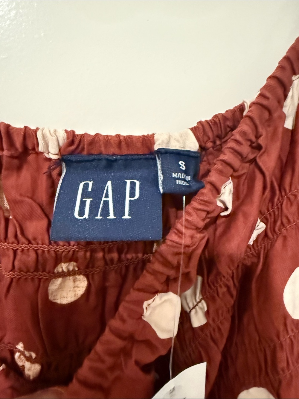 NWT GAP Rust Red Polka Dot Smocked Maxi Dress - Picture 3 of 9
